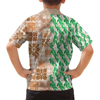Aloha Hawaii Palaka Tuberose Lei Family Matching Tank Maxi Dress and Hawaiian Shirt Hawaiian Quilt Seamless Style - Polynesian Pride