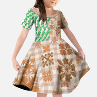 Aloha Hawaii Palaka Tuberose Lei Family Matching Tank Maxi Dress and Hawaiian Shirt Hawaiian Quilt Seamless Style - Polynesian Pride