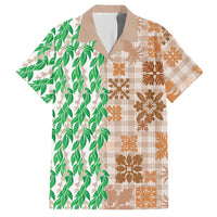 Aloha Hawaii Palaka Tuberose Lei Hawaiian Shirt Hawaiian Quilt Seamless Style LT14 Beige - Polynesian Pride