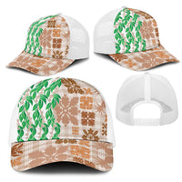 Aloha Hawaii Palaka Tuberose Lei Mesh Trucker Cap Hawaiian Quilt Seamless Style LT14 - Polynesian Pride