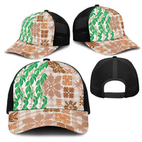 Aloha Hawaii Palaka Tuberose Lei Mesh Trucker Cap Hawaiian Quilt Seamless Style LT14 - Polynesian Pride