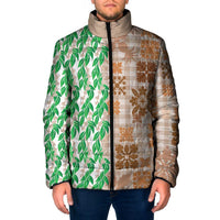 Aloha Hawaii Palaka Tuberose Lei Padded Jacket Hawaiian Quilt Seamless Style - Polynesian Pride