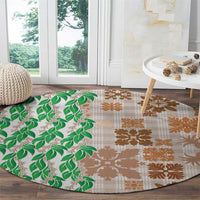 Aloha Hawaii Palaka Tuberose Lei Round Carpet Hawaiian Quilt Seamless Style - Polynesian Pride