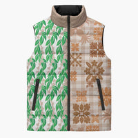 Aloha Hawaii Palaka Tuberose Lei Sleeveless Puffer Jacket Hawaiian Quilt Seamless Style - Polynesian Pride