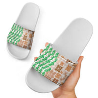 Aloha Hawaii Palaka Tuberose Lei Slide Sandals Hawaiian Quilt Seamless Style - Polynesian Pride