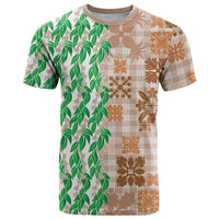 Aloha Hawaii Palaka Tuberose Lei T Shirt Hawaiian Quilt Seamless Style LT14 Beige - Polynesian Pride