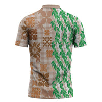 Aloha Hawaii Palaka Tuberose Lei Zipper Polo Shirt Hawaiian Quilt Seamless Style LT14 - Polynesian Pride