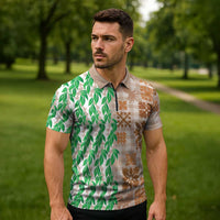 Aloha Hawaii Palaka Tuberose Lei Zipper Polo Shirt Hawaiian Quilt Seamless Style LT14 - Polynesian Pride