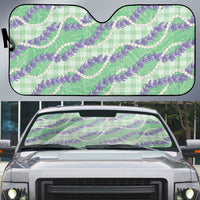 Pastel Green Hawaii Palaka Honohono Pikake Auto Sun Shade Hawaiian Orchid Lei Polynesian Pattern - Polynesian Pride