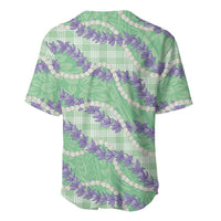 Pastel Green Hawaii Palaka Honohono Pikake Baseball Jersey Hawaiian Orchid Lei Polynesian Pattern LT14 - Polynesian Pride