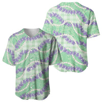 Pastel Green Hawaii Palaka Honohono Pikake Baseball Jersey Hawaiian Orchid Lei Polynesian Pattern LT14 - Polynesian Pride