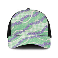Pastel Green Hawaii Palaka Honohono Pikake Baseball Net Cap Hawaiian Orchid Lei Polynesian Pattern LT14 One Size Black Pastel Green - Polynesian Pride