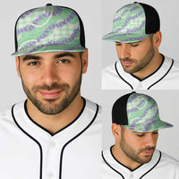 Pastel Green Hawaii Palaka Honohono Pikake Baseball Net Cap Hawaiian Orchid Lei Polynesian Pattern LT14 - Polynesian Pride