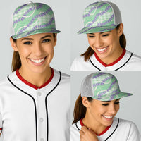Pastel Green Hawaii Palaka Honohono Pikake Baseball Net Cap Hawaiian Orchid Lei Polynesian Pattern LT14 - Polynesian Pride