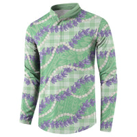 Pastel Green Hawaii Palaka Honohono Pikake Button Sweatshirt Hawaiian Orchid Lei Polynesian Pattern LT14 - Polynesian Pride