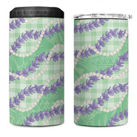 Pastel Green Hawaii Palaka Honohono Pikake 4 in 1 Can Cooler Tumbler Hawaiian Orchid Lei Polynesian Pattern - Polynesian Pride