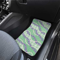 Pastel Green Hawaii Palaka Honohono Pikake Car Mats Hawaiian Orchid Lei Polynesian Pattern - Polynesian Pride