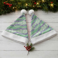 Pastel Green Hawaii Palaka Honohono Pikake Christmas Santa Hat Hawaiian Orchid Lei Polynesian Pattern - Polynesian Pride