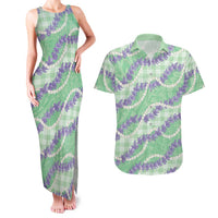Pastel Green Hawaii Palaka Honohono Pikake Couples Matching Tank Maxi Dress and Hawaiian Shirt Hawaiian Orchid Lei Polynesian Pattern - Polynesian Pride