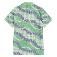 Pastel Green Hawaii Palaka Honohono Pikake Family Matching Long Sleeve Bodycon Dress and Hawaiian Shirt Hawaiian Orchid Lei Polynesian Pattern - Polynesian Pride