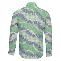 Pastel Green Hawaii Palaka Honohono Pikake Family Matching Mermaid Dress and Hawaiian Shirt Hawaiian Orchid Lei Polynesian Pattern - Polynesian Pride