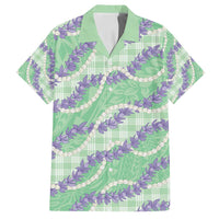 Pastel Green Hawaii Palaka Honohono Pikake Family Matching Off Shoulder Maxi Dress and Hawaiian Shirt Hawaiian Orchid Lei Polynesian Pattern - Polynesian Pride