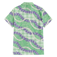 Pastel Green Hawaii Palaka Honohono Pikake Family Matching Off Shoulder Short Dress and Hawaiian Shirt Hawaiian Orchid Lei Polynesian Pattern - Polynesian Pride