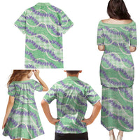Pastel Green Hawaii Palaka Honohono Pikake Family Matching Puletasi and Hawaiian Shirt Hawaiian Orchid Lei Polynesian Pattern - Polynesian Pride
