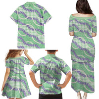 Pastel Green Hawaii Palaka Honohono Pikake Family Matching Puletasi and Hawaiian Shirt Hawaiian Orchid Lei Polynesian Pattern - Polynesian Pride
