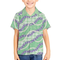 Pastel Green Hawaii Palaka Honohono Pikake Family Matching Puletasi and Hawaiian Shirt Hawaiian Orchid Lei Polynesian Pattern - Polynesian Pride