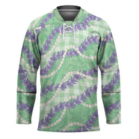 Pastel Green Hawaii Palaka Honohono Pikake Hockey Jersey Hawaiian Orchid Lei Polynesian Pattern LT14 Unisex Pastel Green - Polynesian Pride