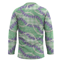 Pastel Green Hawaii Palaka Honohono Pikake Hockey Jersey Hawaiian Orchid Lei Polynesian Pattern LT14 - Polynesian Pride