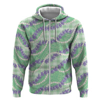 Pastel Green Hawaii Palaka Honohono Pikake Hoodie Hawaiian Orchid Lei Polynesian Pattern - Polynesian Pride