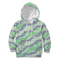Pastel Green Hawaii Palaka Honohono Pikake Kid Hoodie Hawaiian Orchid Lei Polynesian Pattern - Polynesian Pride