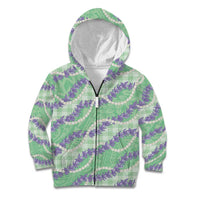 Pastel Green Hawaii Palaka Honohono Pikake Kid Hoodie Hawaiian Orchid Lei Polynesian Pattern - Polynesian Pride