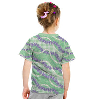 Pastel Green Hawaii Palaka Honohono Pikake Kid T Shirt Hawaiian Orchid Lei Polynesian Pattern LT14 - Polynesian Pride