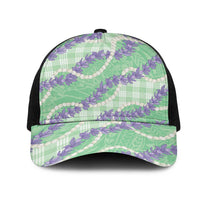 Pastel Green Hawaii Palaka Honohono Pikake Mesh Trucker Cap Hawaiian Orchid Lei Polynesian Pattern LT14 One Size Black Pastel Green - Polynesian Pride