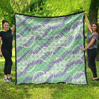 Pastel Green Hawaii Palaka Honohono Pikake Quilt Hawaiian Orchid Lei Polynesian Pattern - Polynesian Pride