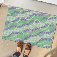 Pastel Green Hawaii Palaka Honohono Pikake Rubber Doormat Hawaiian Orchid Lei Polynesian Pattern LT14 - Polynesian Pride