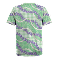 Pastel Green Hawaii Palaka Honohono Pikake Rugby Jersey Hawaiian Orchid Lei Polynesian Pattern LT14 - Polynesian Pride