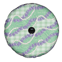 Pastel Green Hawaii Palaka Honohono Pikake Spare Tire Cover Hawaiian Orchid Lei Polynesian Pattern - Polynesian Pride