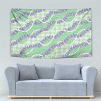 Pastel Green Hawaii Palaka Honohono Pikake Tapestry Hawaiian Orchid Lei Polynesian Pattern - Polynesian Pride