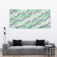 Pastel Green Hawaii Palaka Honohono Pikake Tapestry Hawaiian Orchid Lei Polynesian Pattern - Polynesian Pride