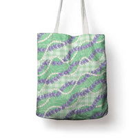 Pastel Green Hawaii Palaka Honohono Pikake Tote Bag Hawaiian Orchid Lei Polynesian Pattern - Polynesian Pride