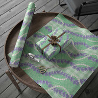 Pastel Green Hawaii Palaka Honohono Pikake Wrapping Paper Hawaiian Orchid Lei Polynesian Pattern LT14 - Polynesian Pride