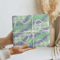 Pastel Green Hawaii Palaka Honohono Pikake Wrapping Paper Hawaiian Orchid Lei Polynesian Pattern LT14 - Polynesian Pride