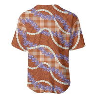 Orange Hawaii Palaka Honohono Pikake Baseball Jersey Hawaiian Orchid Lei Polynesian Pattern LT14 - Polynesian Pride