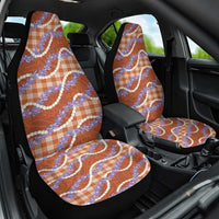Orange Hawaii Palaka Honohono Pikake Car Seat Cover Hawaiian Orchid Lei Polynesian Pattern - Polynesian Pride