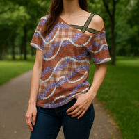Orange Hawaii Palaka Honohono Pikake Cross Shoulder Shirt Hawaiian Orchid Lei Polynesian Pattern LT14 - Polynesian Pride
