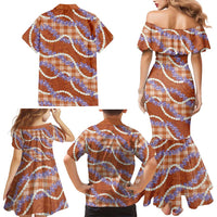 Orange Hawaii Palaka Honohono Pikake Family Matching Mermaid Dress and Hawaiian Shirt Hawaiian Orchid Lei Polynesian Pattern - Polynesian Pride